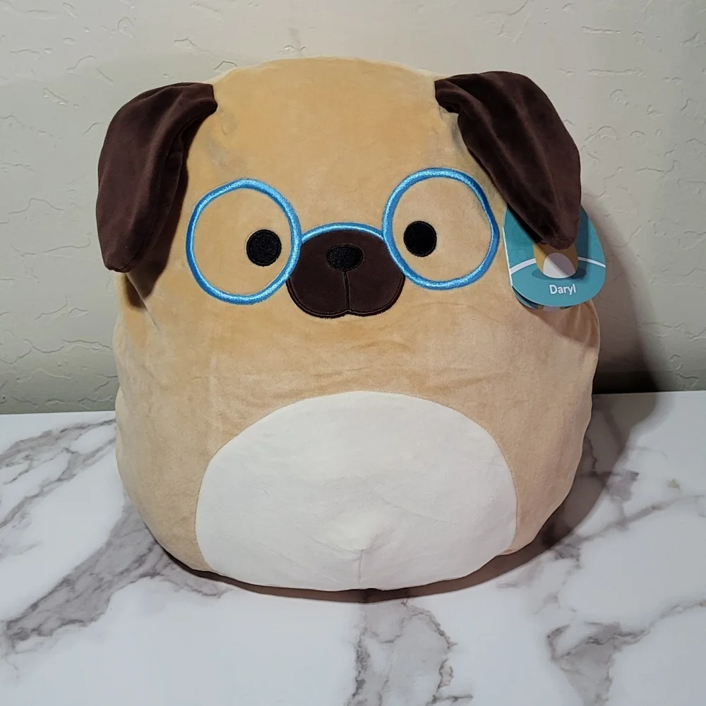 Squishmallows Jazwares NWT 12in Daryl The Dog with Glasses 2021 - Picture 2 of 5